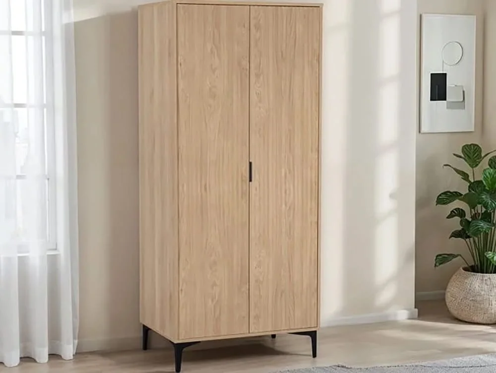Seconique Seconique Miami Oak and Black 2 Door Wardrobe