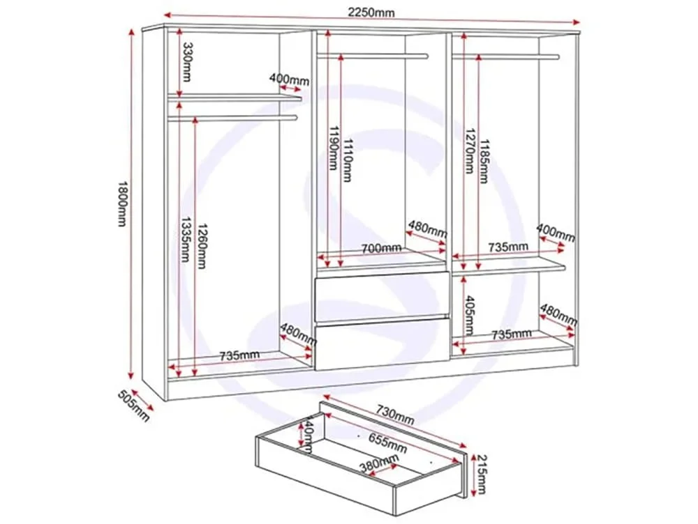 Seconique Seconique Malvern Urban Snow 6 Door 2 Drawer Wardrobe