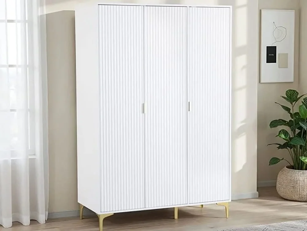 Seconique Seconique Miami White and Gold 3 Door Wardrobe