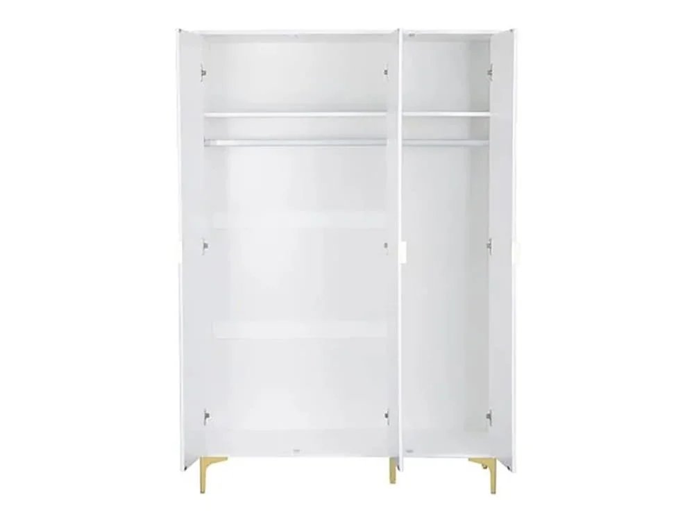 Seconique Seconique Miami White and Gold 3 Door Wardrobe