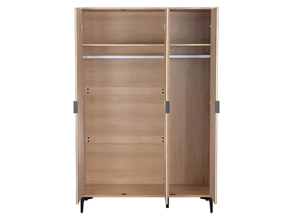 Seconique Seconique Miami Oak and Black 3 Door Wardrobe