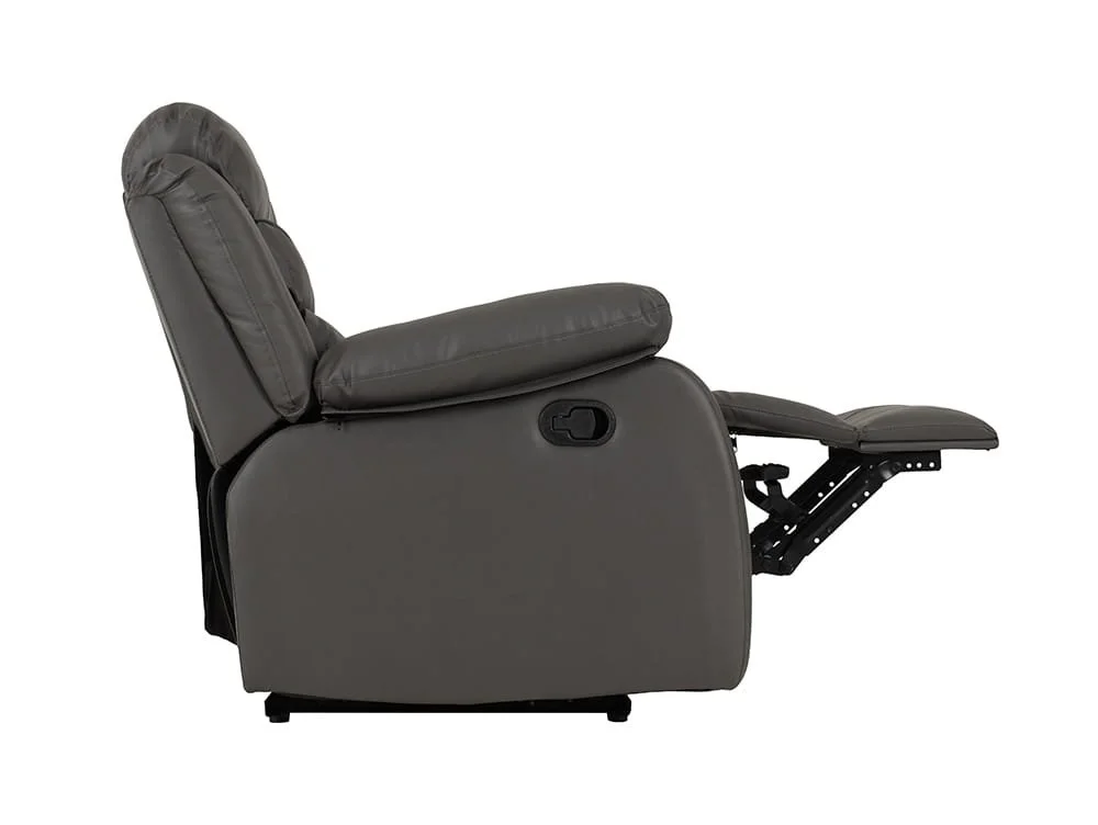 Seconique Seconique Roma Grey Faux leather 3 Seater Recliner Sofa