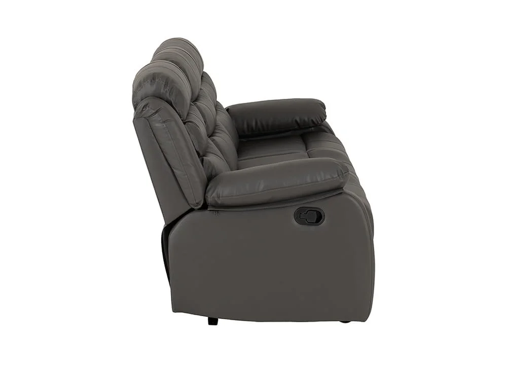 Seconique Seconique Roma Grey Faux leather 3 Seater Recliner Sofa