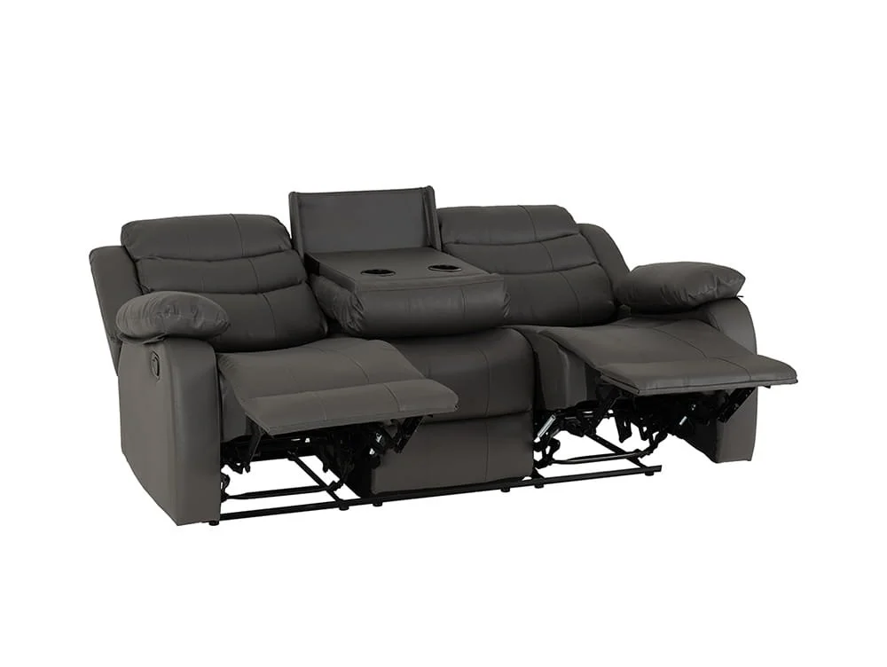 Seconique Seconique Roma Grey Faux leather 3 Seater Recliner Sofa