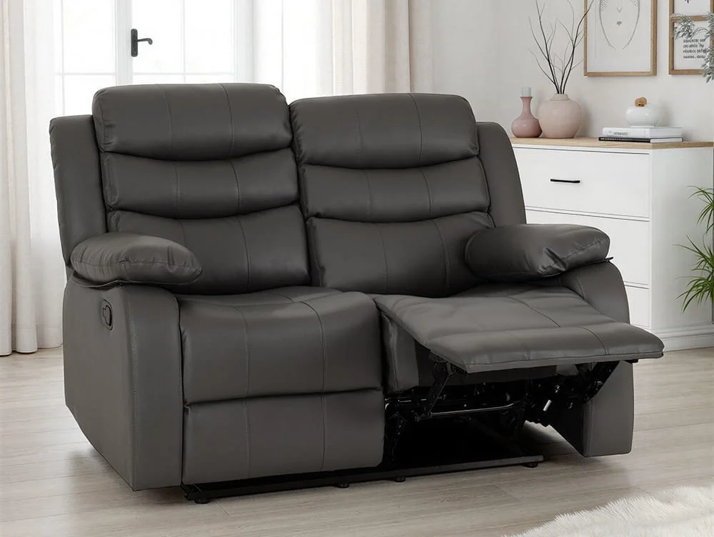 Seconique Seconique Roma Grey Faux leather 2 Seater Recliner Sofa