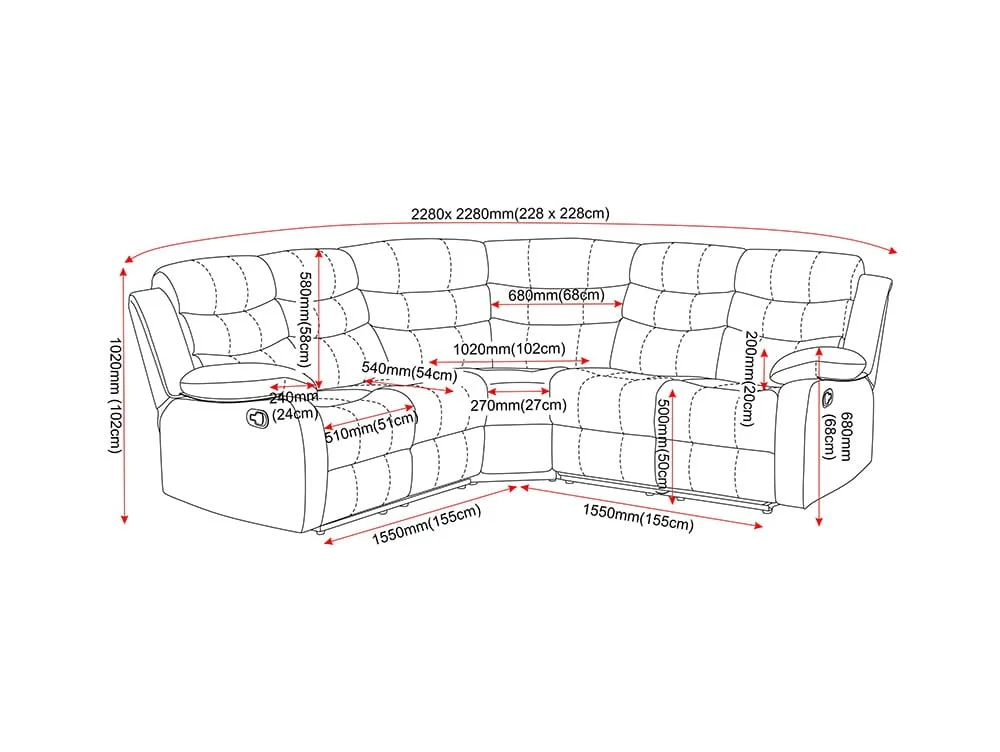 Seconique Seconique Roma Black Faux Leather Corner Recliner Sofa