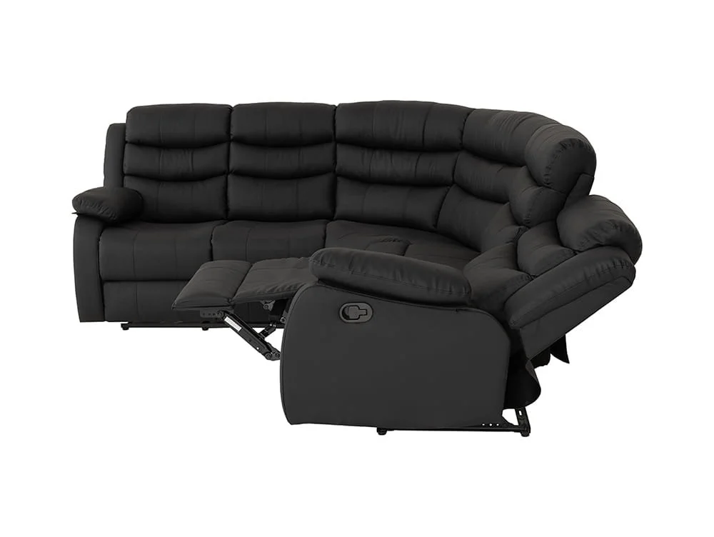 Seconique Seconique Roma Black Faux Leather Corner Recliner Sofa