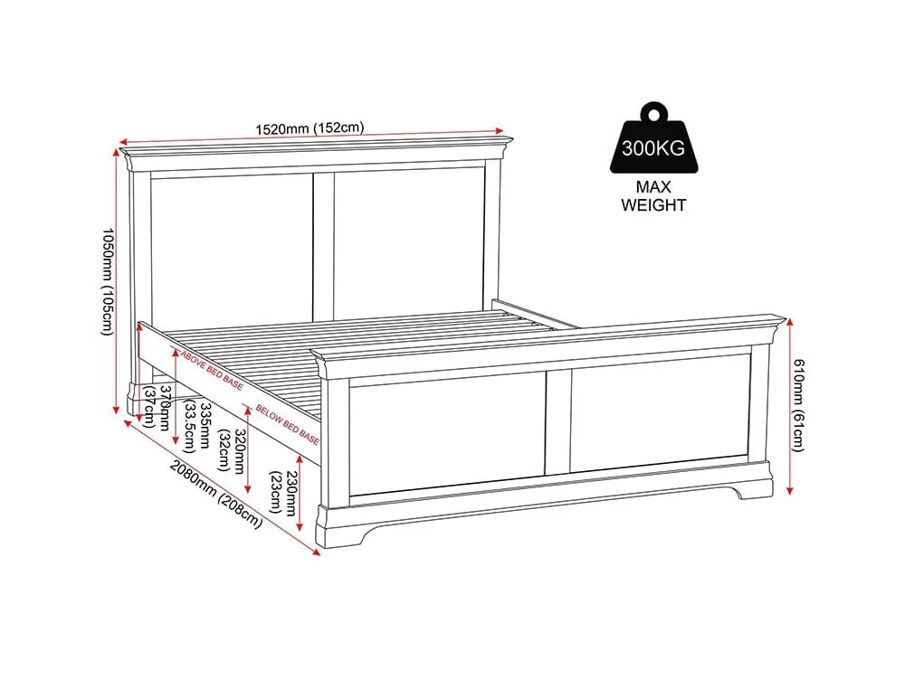Seconique Secpnique Bordeaux Pebble Grey Wooden Bed Frame (High Footend)