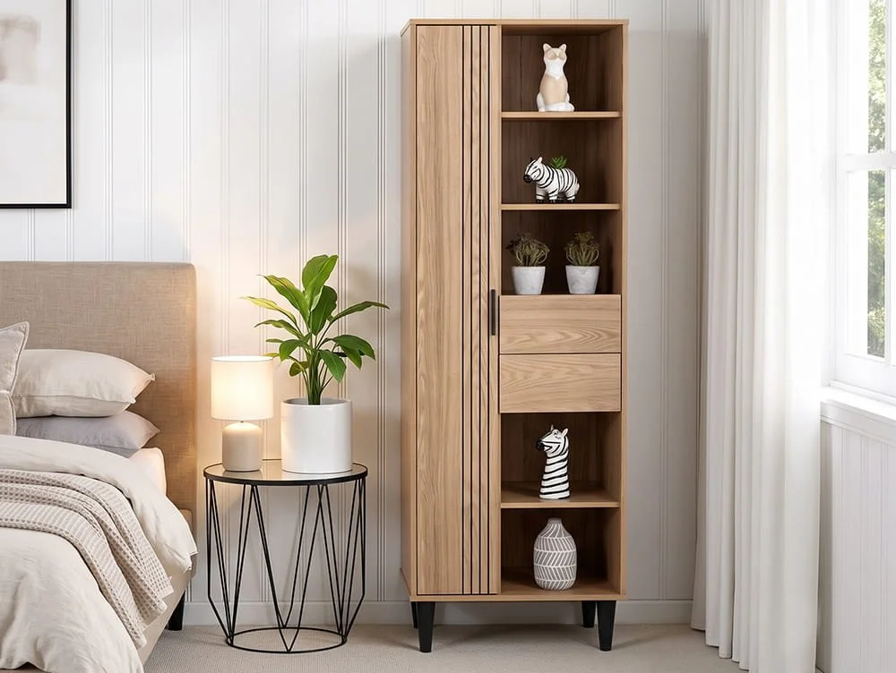 Seconique Seconique Tessa Natural Oak 1 Door 2 Drawer Bookcase