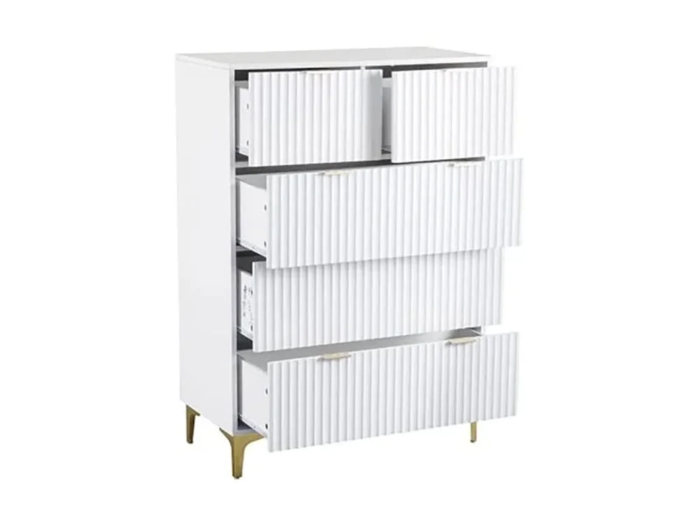 Seconique Seconique Miami White and Gold 3+2 Drawer Chest of Drawers