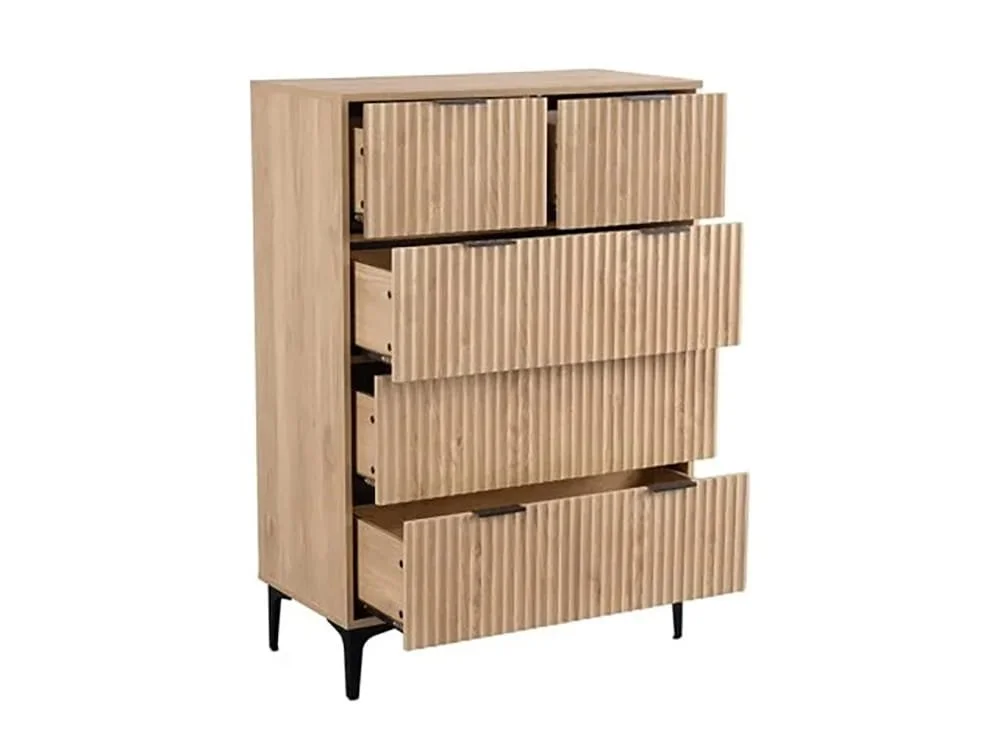 Seconique Seconique Miami Oak and Black 3+2 Drawer Chest of Drawers