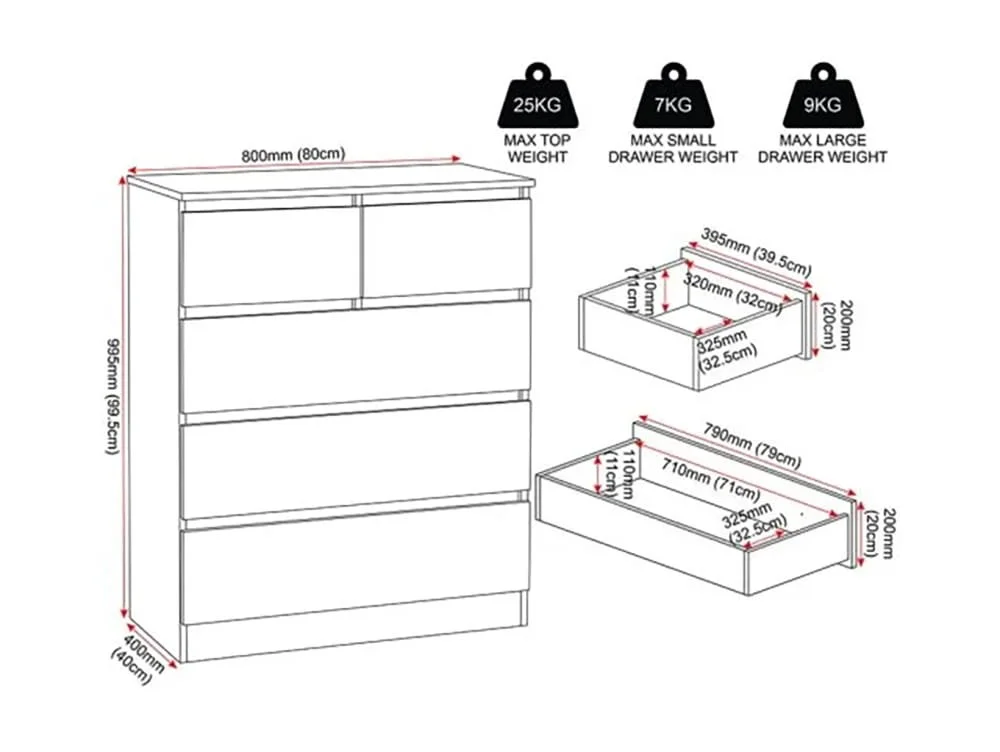 Seconique Seconique Malvern White 3+2 Drawer Chest of Drawers