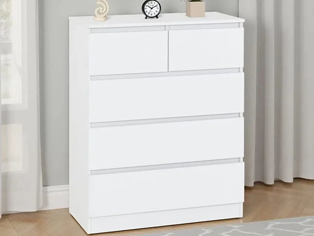 Seconique Seconique Malvern White 3+2 Drawer Chest of Drawers