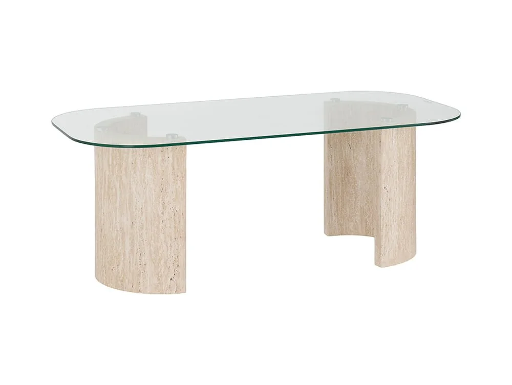 Seconique Seconique Modena Glass and Cream Marble Coffee Table