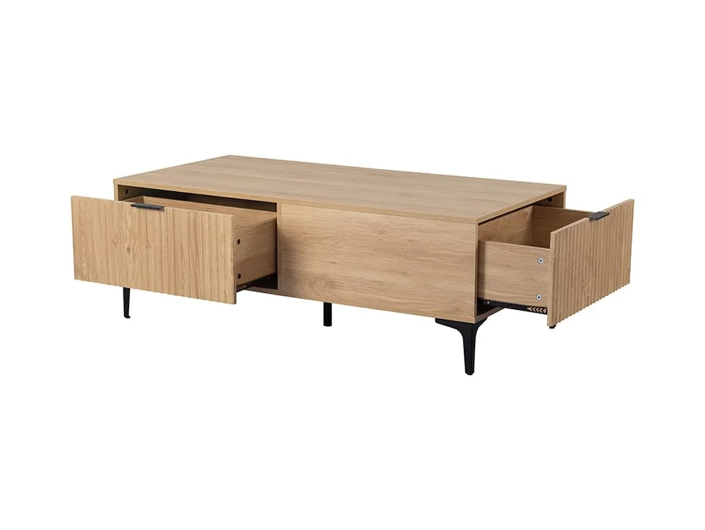 Seconique Seconique Miami Oak and Black 2 Drawer Coffee Table