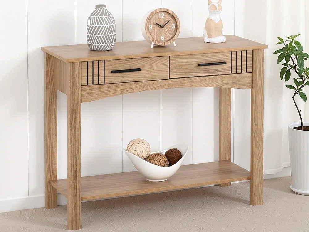 Seconique Seconique Tessa Natural Oak 2 Drawer Console Table