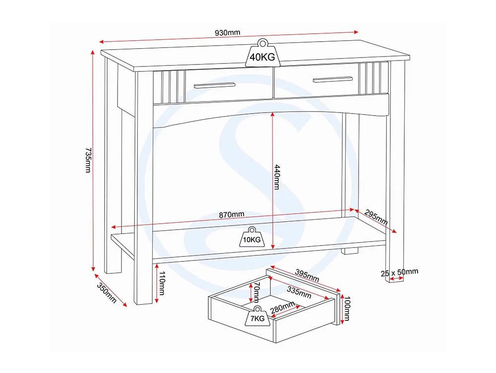 Seconique Seconique Tessa Natural Oak 2 Drawer Console Table