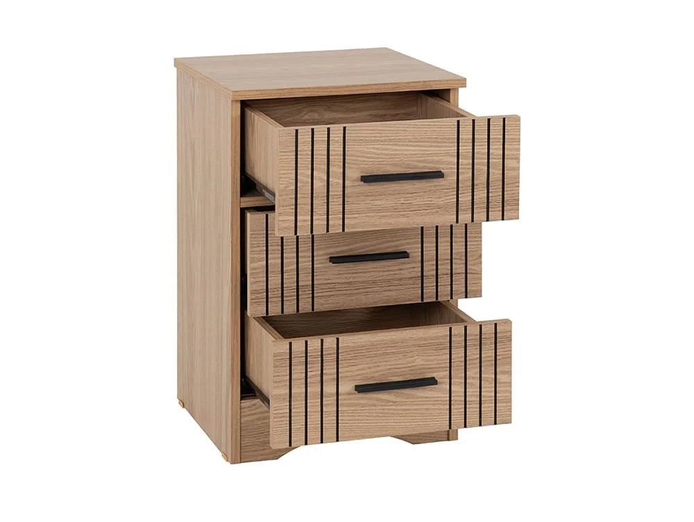 Seconique Seconique Tessa Natural Oak 3 Drawer Bedside Table