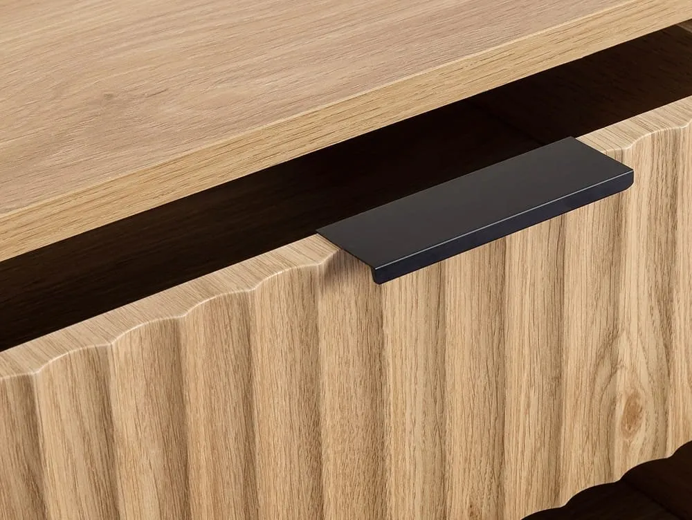 Seconique Seconique Miami Oak and Black 3 Drawer Bedside Table