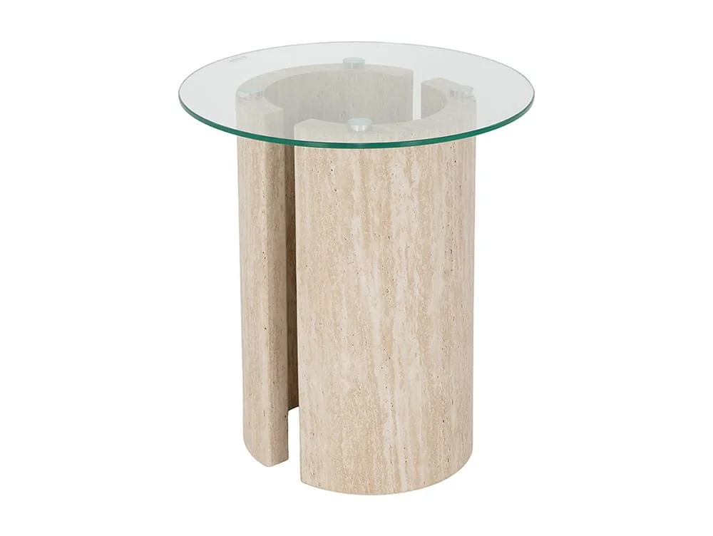 Seconique Seconique Modena Glass and Cream Marble Lamp Table