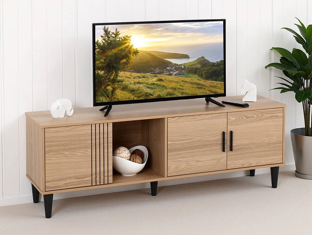 Seconique Seconique Tessa Natural Oak 3 Door TV Cabinet