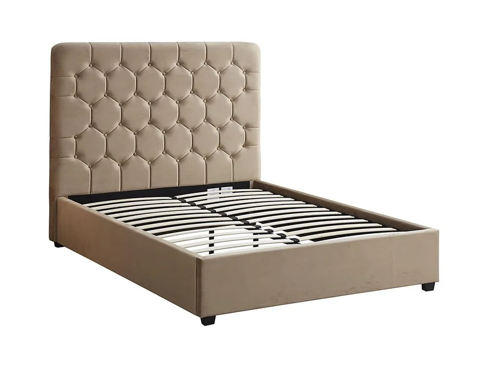Seconique Seconique Madison Fawn Velvet Fabric Bed Frame