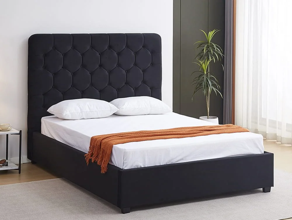 Seconique Seconique Madison Black Velvet Fabric Bed Frame