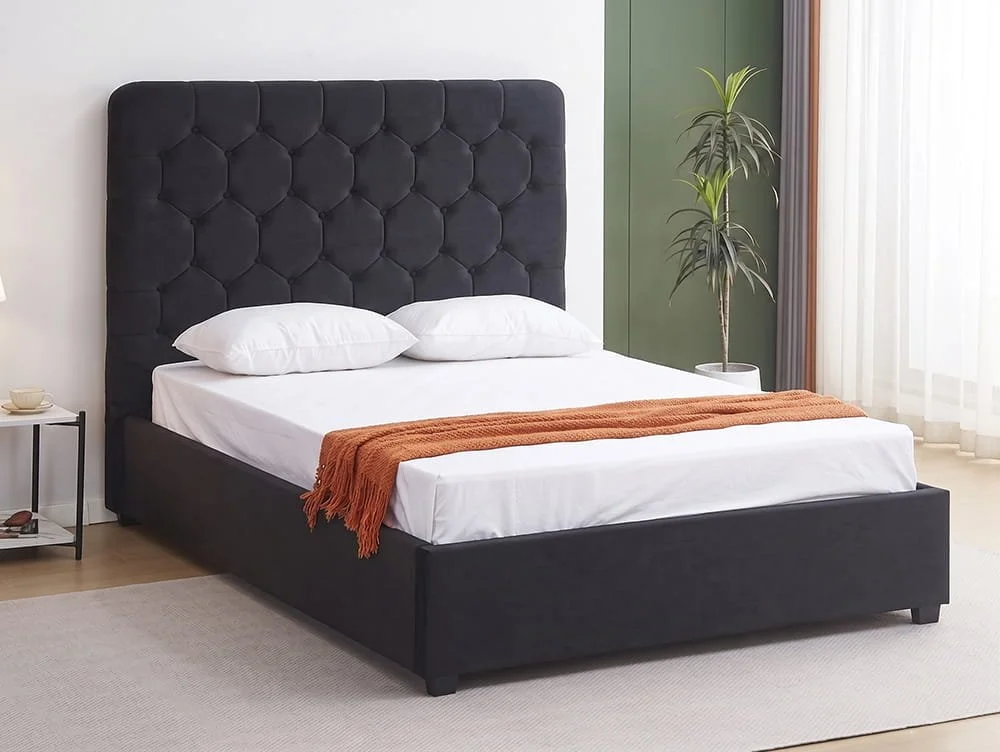 Seconique Seconique Madison Black Velvet Fabric Bed Frame