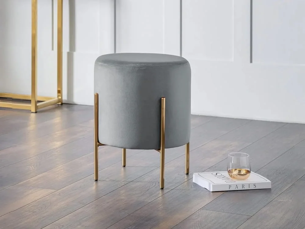 Julian Bowen Julian Bowen Harrogate Grey Velvet Fabric Stool
