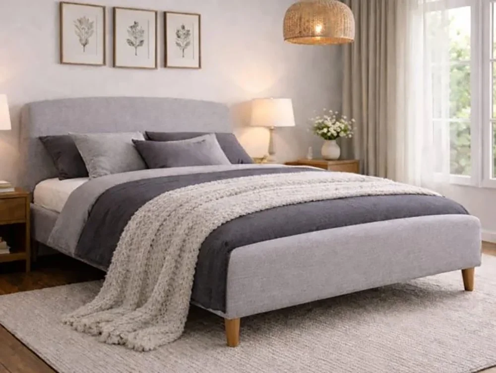 Time Living Time Living Geneva Light Grey Fabric Bed Frame