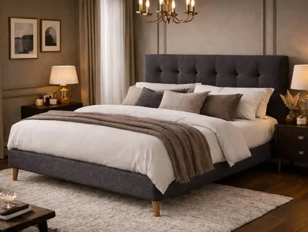 Time Living Time Living Novara Dark Grey Fabric Bed Frame