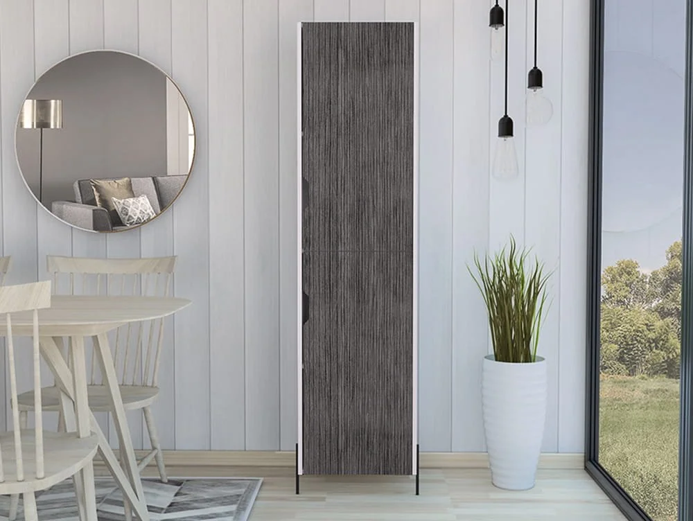 Core Core Dallas White and Grey Oak Tall 2 Door Storage Cabinet