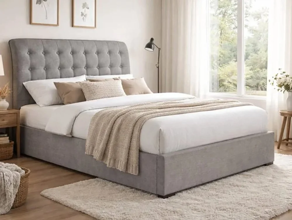 Time Living Time Living Hamilton Light Grey Fabric Bed Frame