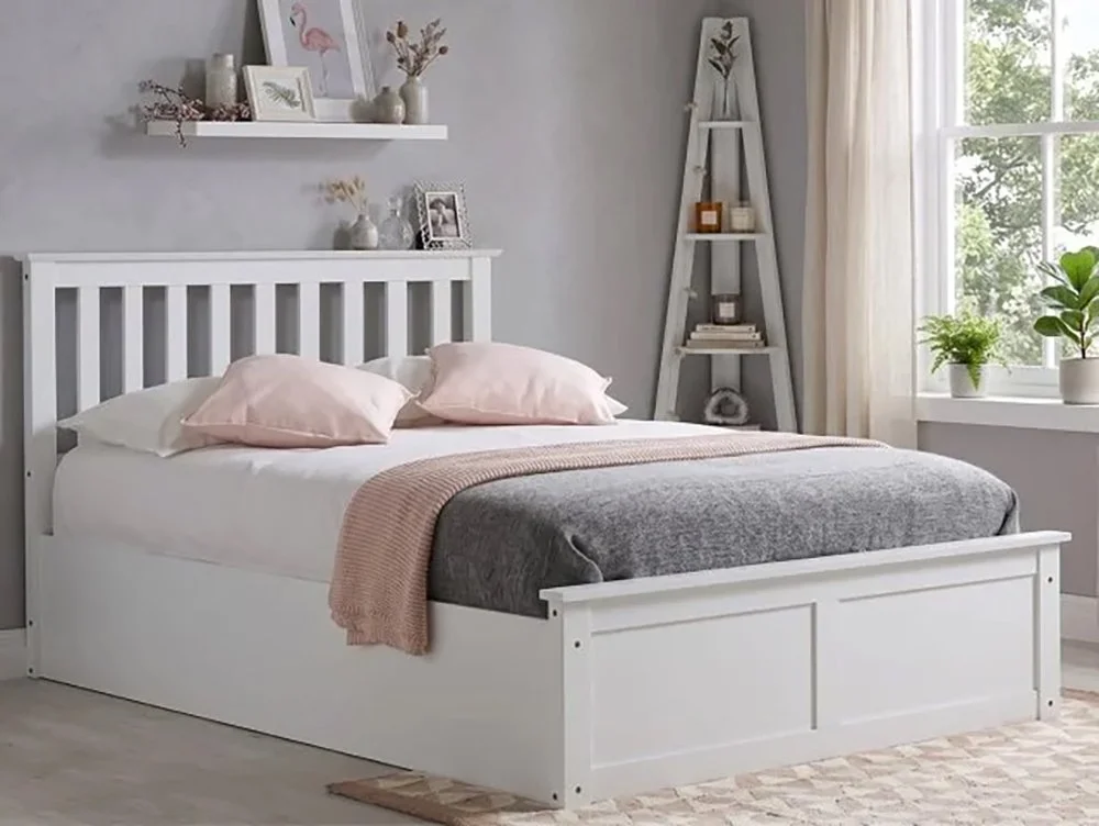 ASC ASC Serena White Wooden Ottoman Bed Frame