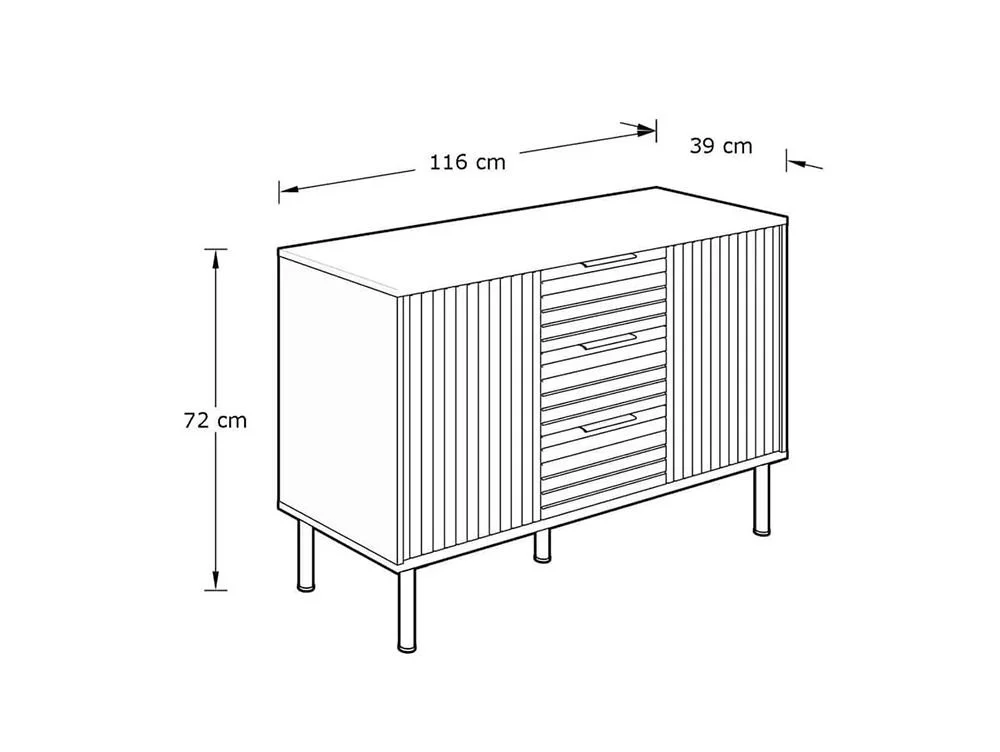 GFW GFW Nervata Ivory 2 Door 3 Drawer Sideboard