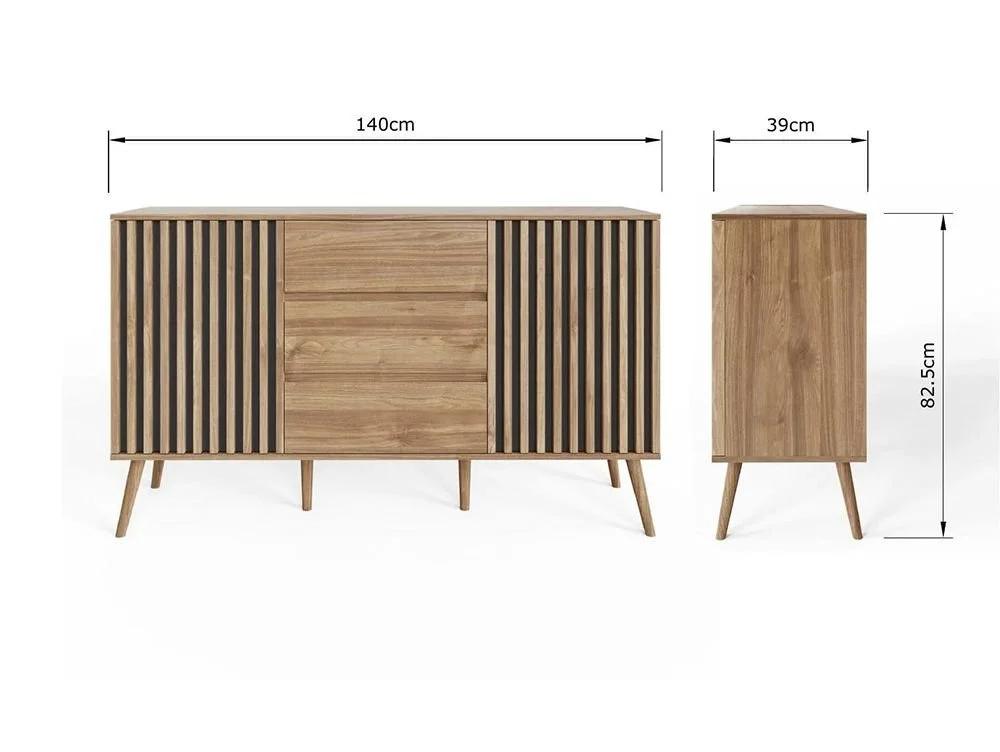 GFW GFW Rowan Oak 2 Door 3 Drawer Sideboard