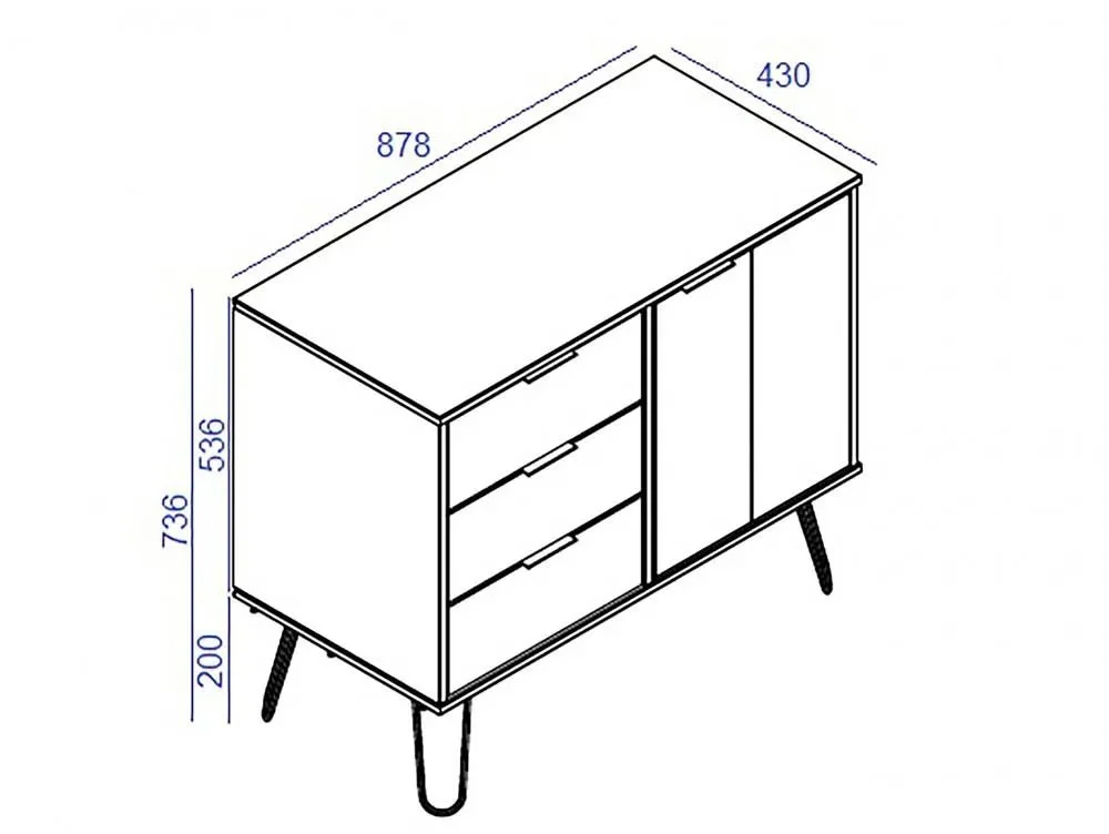 Core Core Augusta Grey Small Sideboard with 1 Door 3 Drawer