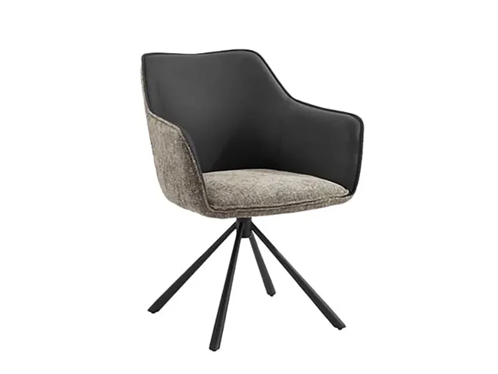 TGC TGC Pearl Beige & Grey Fabric Swivel Dining Chair