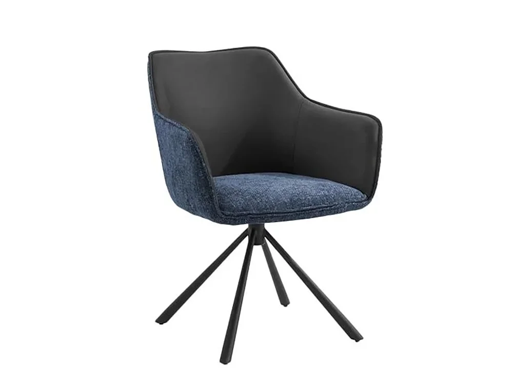 TGC TGC Pearl Blue & Grey Fabric Swivel Dining Chair