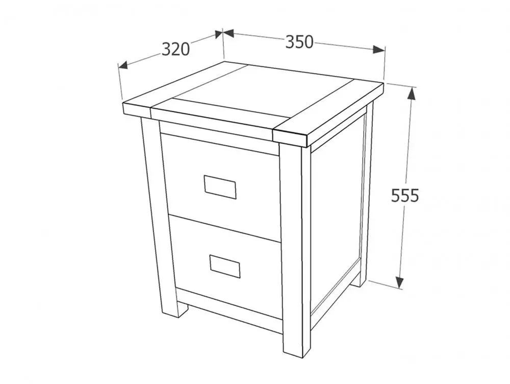 Core Core Boston Dark Antique Pine 2 Drawer Petite Bedside Table