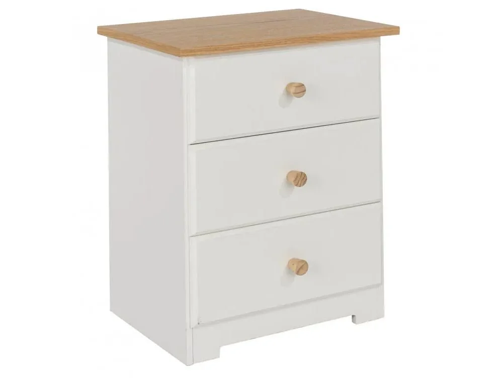 Core Core Colorado White and Oak 3 Drawer Bedside Table