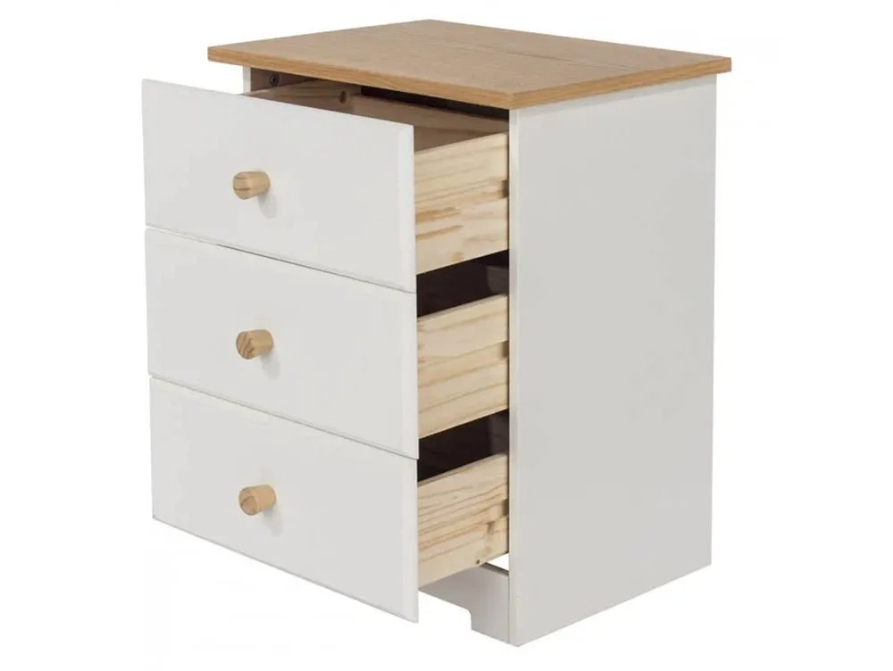 Core Core Colorado White and Oak 3 Drawer Bedside Table