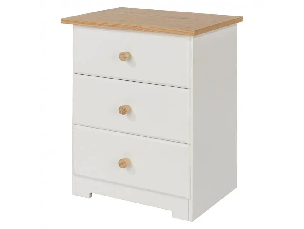 Core Core Colorado White and Oak 3 Drawer Bedside Table