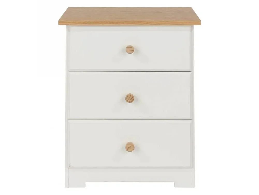 Core Core Colorado White and Oak 3 Drawer Bedside Table