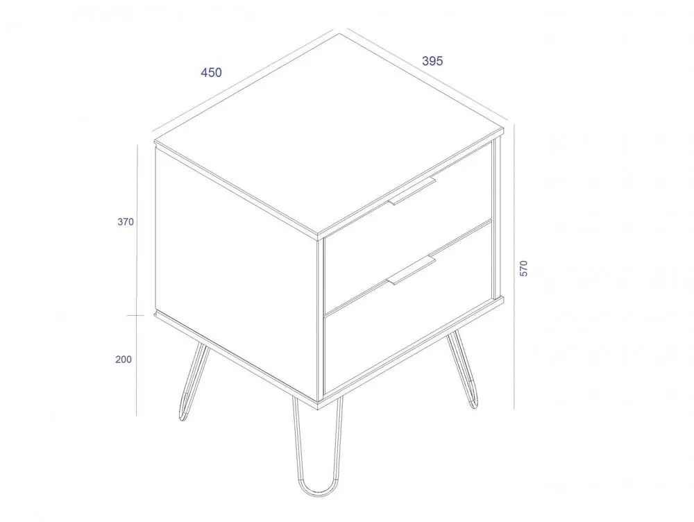 Core Core Augusta Waxed Pine 2 Drawer Bedside Table