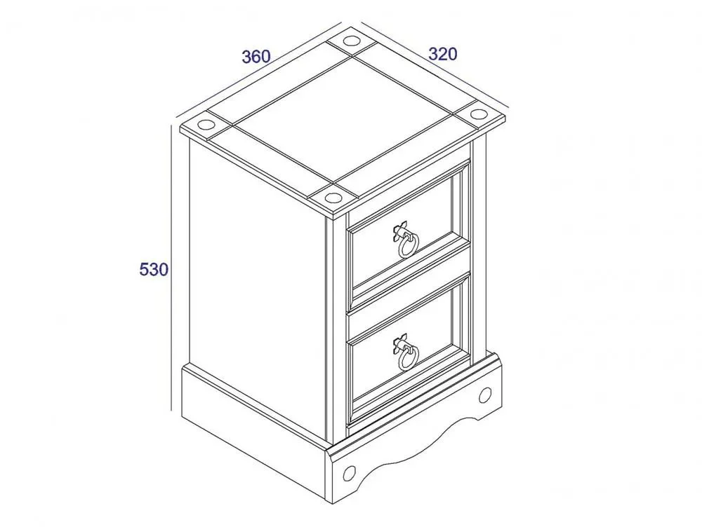 Core Core Corona Grey and Waxed Pine 2 Drawer Petite Bedside Table