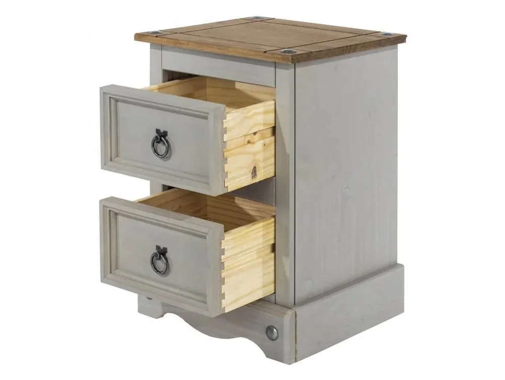 Core Core Corona Grey and Waxed Pine 2 Drawer Petite Bedside Table