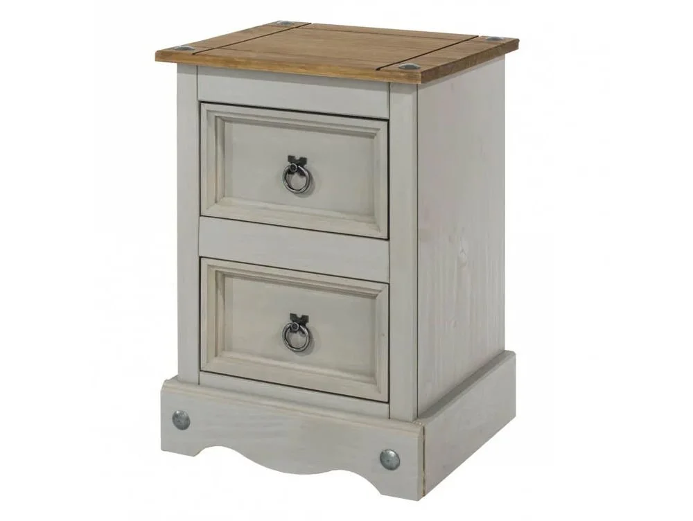 Core Core Corona Grey and Waxed Pine 2 Drawer Petite Bedside Table
