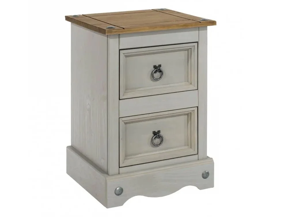 Core Core Corona Grey and Waxed Pine 2 Drawer Petite Bedside Table