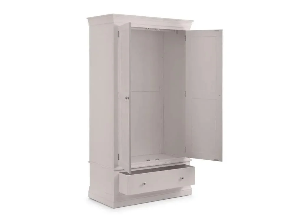 Julian Bowen Julian Bowen Clermont Light Grey 2 Door 1 Drawer Wardrobe